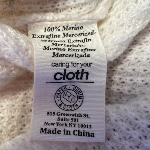 Paper Denim & Cloth ivory cream 100% Merino sweater NWOT Size Medium - Picture 4 of 9